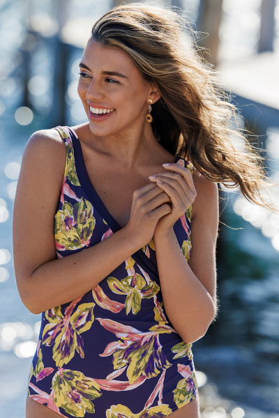 Pastunette Swim 581251-342-2 Purple Flowers 420 A